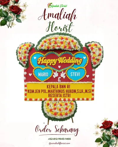 Karangan Papan Bunga Pernikahan di Parakanjaya